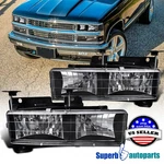Fits 88-98 Chevy Gmc C10 1500 2500 3500 94-99 Suburban Headlights Lamps Black. Fixed Price $47.98.